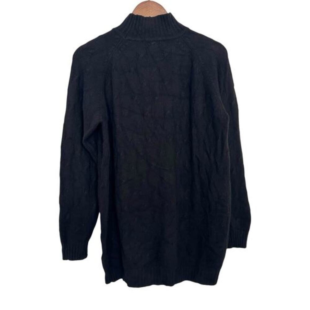 Mendocino Black 100% Cashmere Cable Knit Mock Neck Sweater Men’s Medium